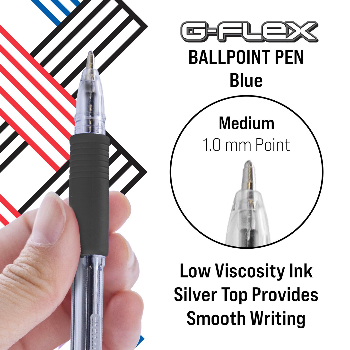 BAZIC G-Flex Black FUSE Tech Ink Pen w/ Cushion Grip (4/Pack)