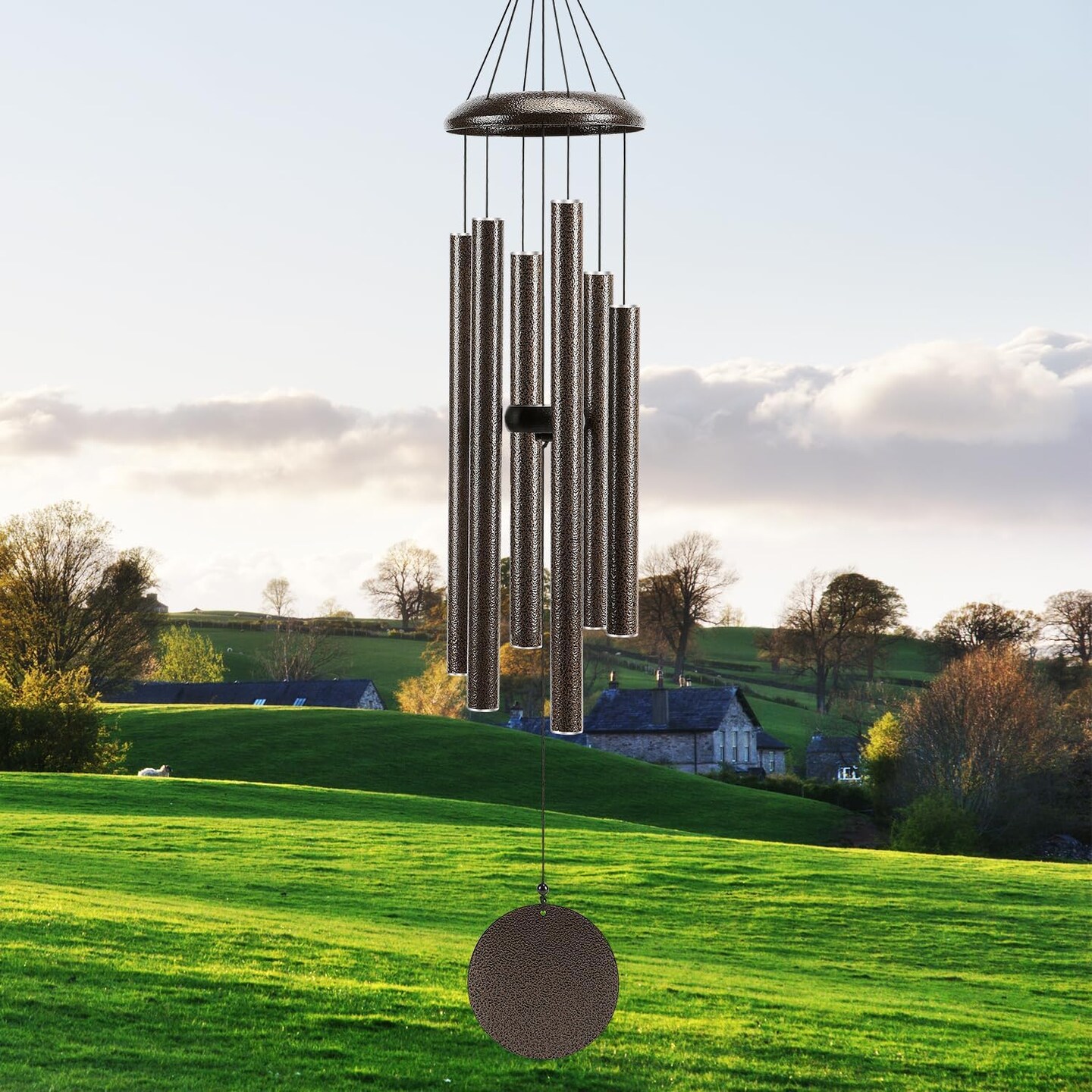 Large 40&#x22; Wind-Chimes-Outdoor-Deep-Tone, Soothing Melodic Tones Windchimes, Wind Chimes for Outside, Brown Memorial Wind Chime Best Gift for Mom Women Grandma Neighbors