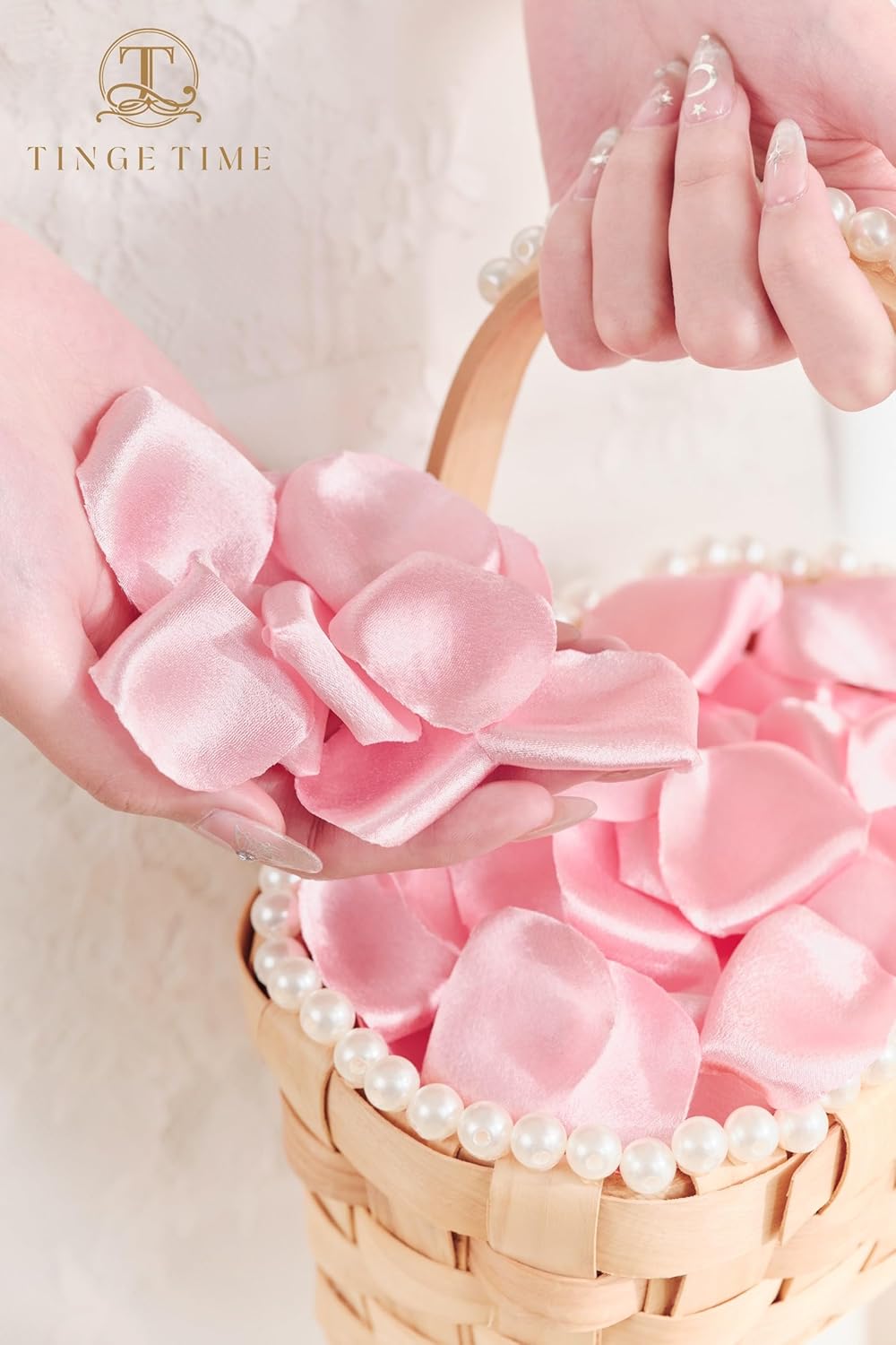 300pcs Silk Rose Petals Blush Pink Heart Flower Petals for Wedding Flower Girl Basket