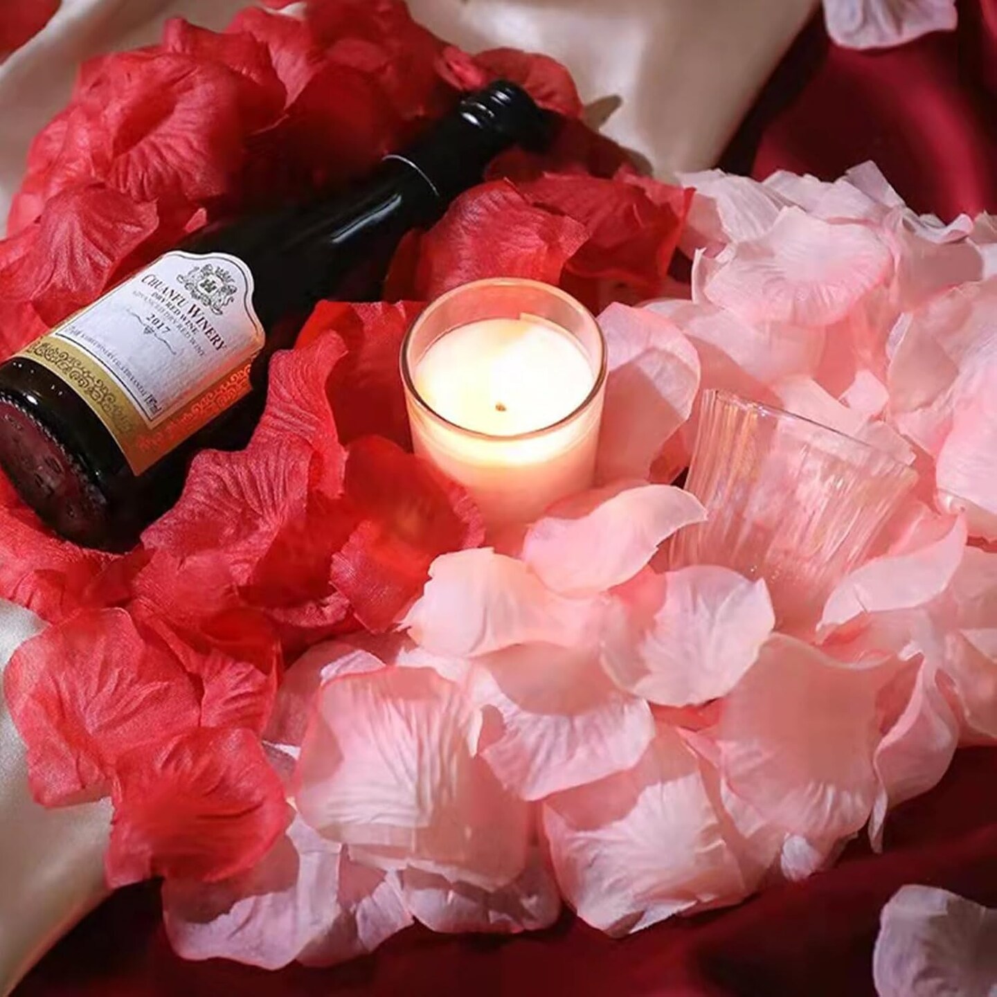 Artificial Petals 1000 PCS Dark-Red Silk Rose Petals for Valentine's Day,Romantic Night,Wedding,Proposal Anniversary Flower Decorations, Event, Party, in Bulk