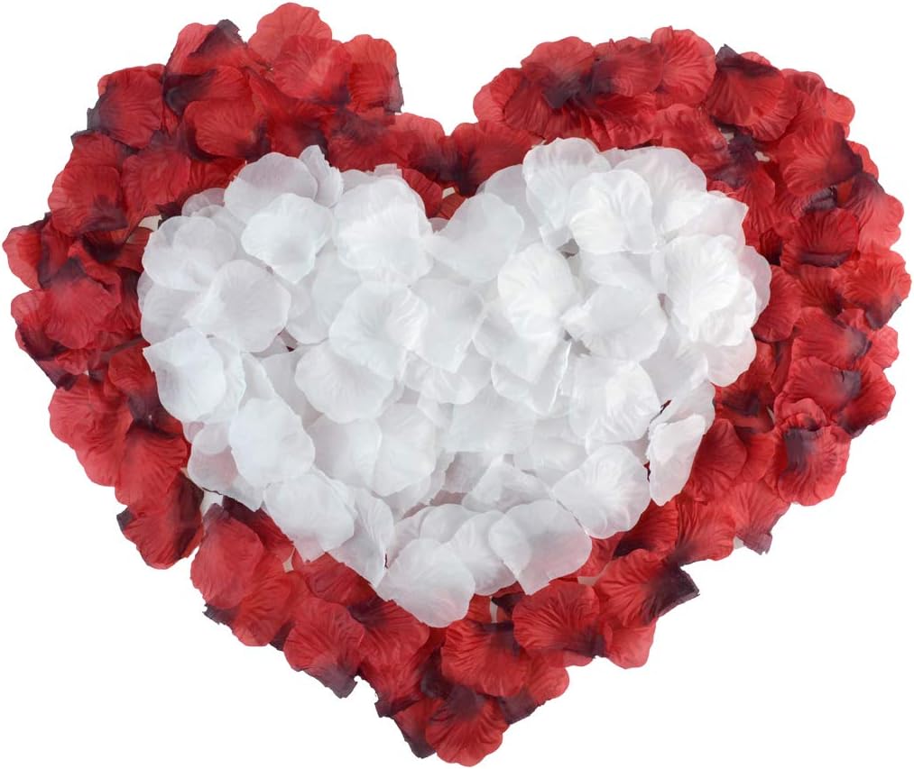 2000 PCS Red and 2000 PCS White Dark Silk Rose Petals Wedding Flower Decoration