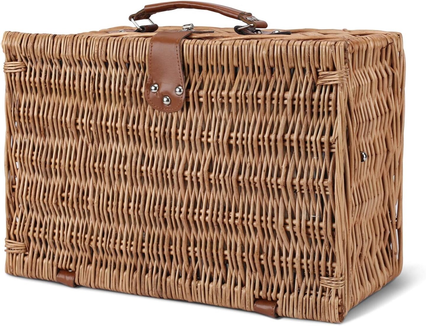 Picnic Basket for 2, Willow Hamper Set with Insulated Compartment, Handmade Large Wicker Picnic Basket Set with Utensils Cutlery - Perfect for Picnic, Camping, or Any Other Outdoor