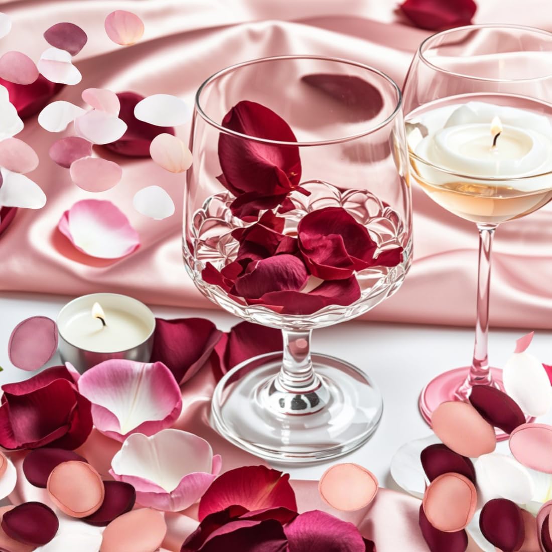 200Pcs Silk Rose Petals Artificial Scatter Flower Large Petals with Gift Box for Bridal Shower Romantic Night Wedding Aisle Reception Table