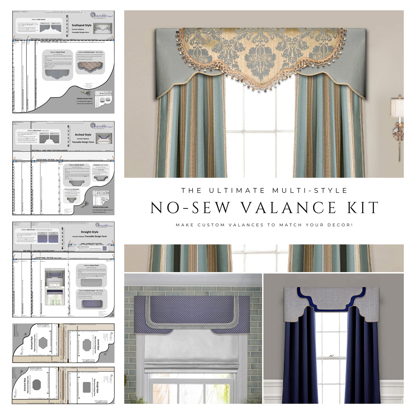 Multi-Style Valance Kit - Traceable Forms for No-Sew Window Treatments