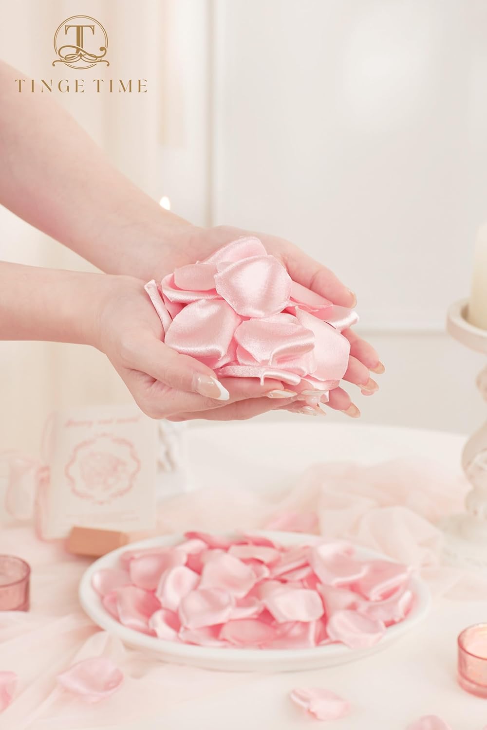 300pcs Silk Rose Petals Blush Pink Heart Flower Petals for Wedding Flower Girl Basket