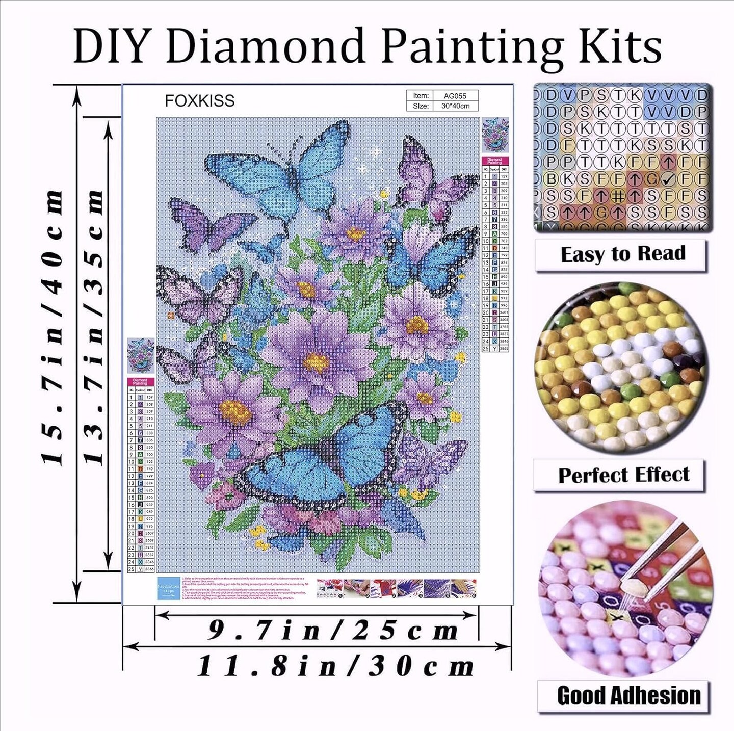 Butterfly Diamond Art Painting Kit – 5D Full Drill DIY Diamond Painting for Adults, 12x16 Inch