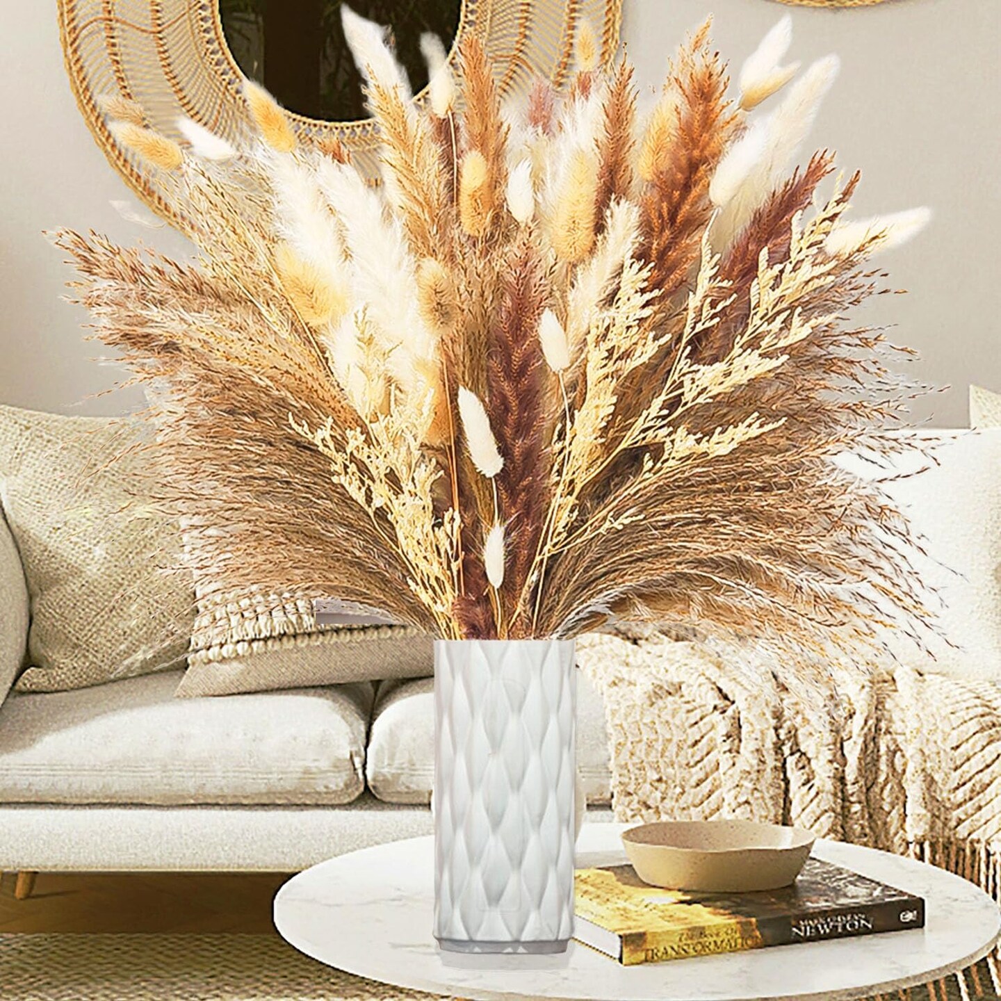 Dried Pampas Grass Decor - Perfect Theme for Holidays, Boho Home, Centerpieces, Wedding Decorations