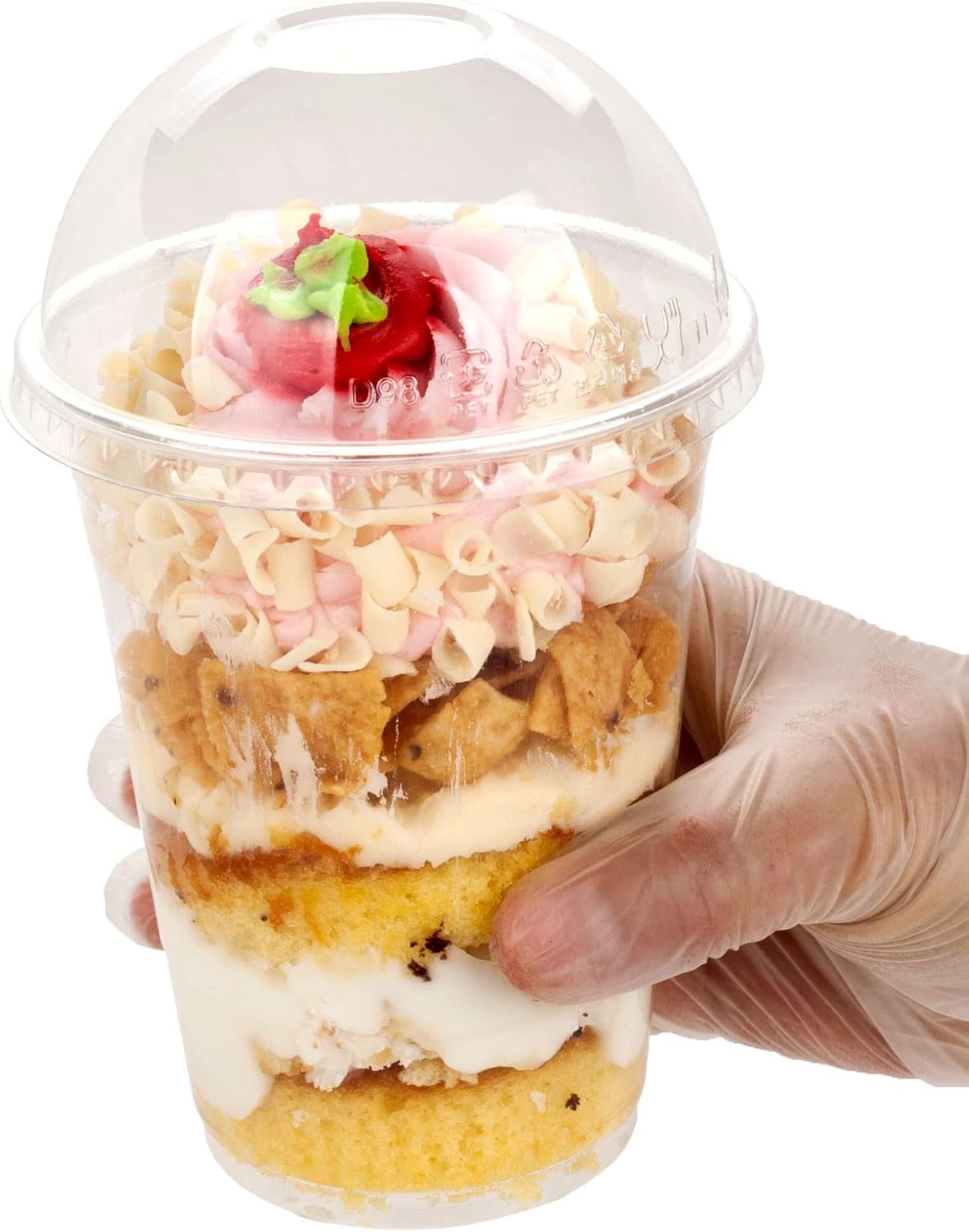 Golden Apple, 16oz-50sets Plastic clear cups with Dome lids No hole