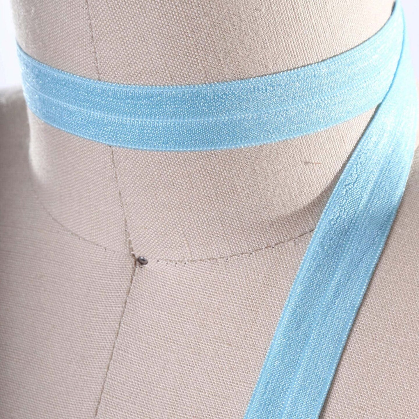 5/8" 3 Yards Beige Fold Over Elastic Trim Sewing Stretch Trim for Lingerie Headbands Crafts