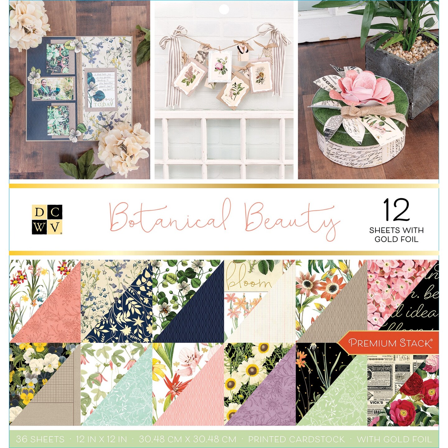 DCWV Double-Sided Cardstock Stack 12&#x22;X12&#x22; 36/Pkg-Botanical Beauty, 18 Designs/2 Each