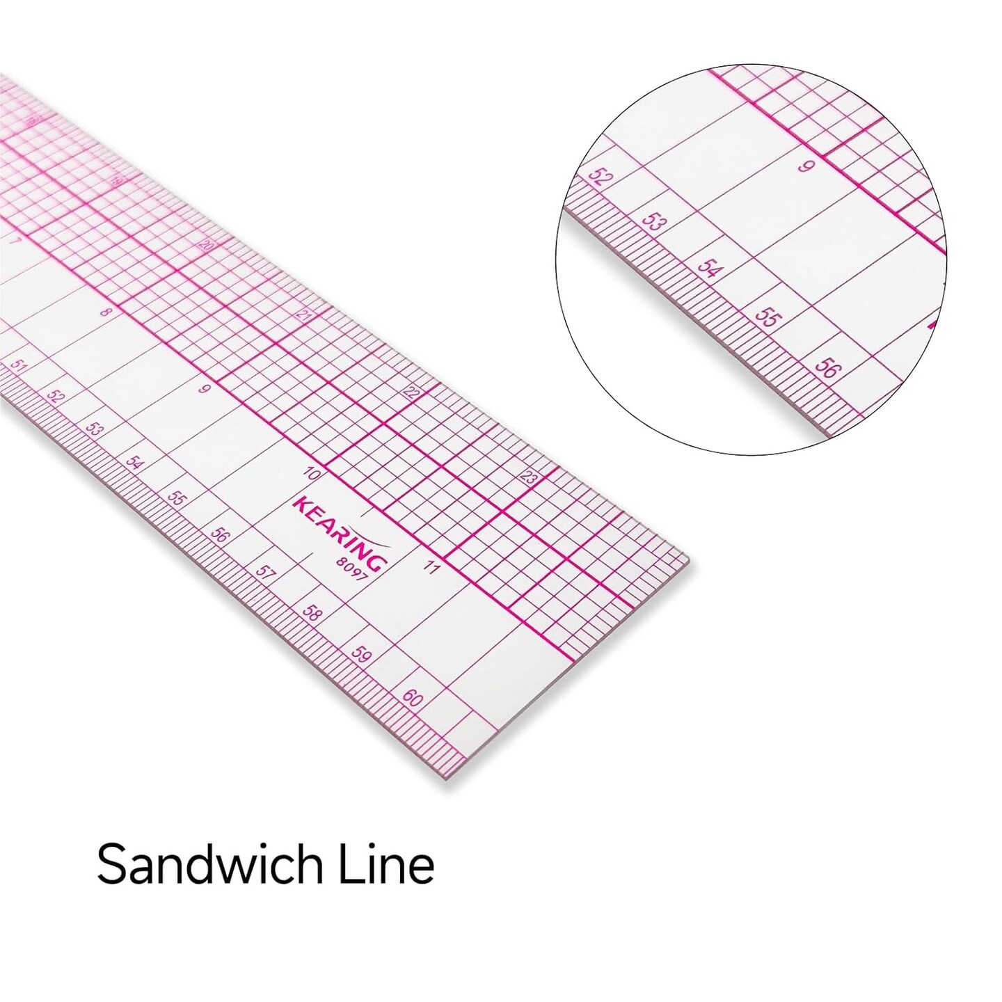 Kearing Clear Sewing Graph Ruler: Dual Scale Quilting Pattern Tool
