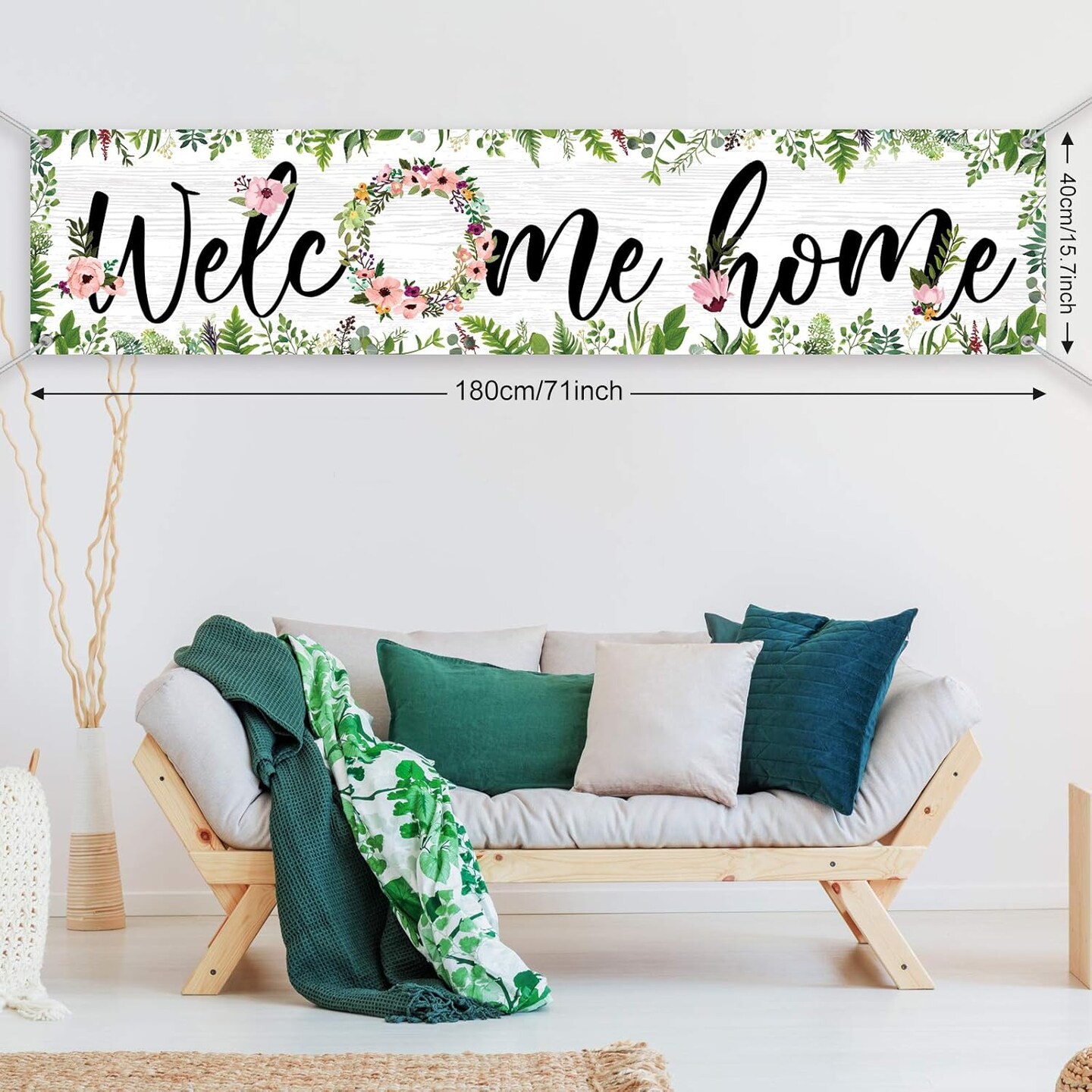 Large Welcome Home Banner 71 x 15.7 Inches Spring Summer Fall Flower