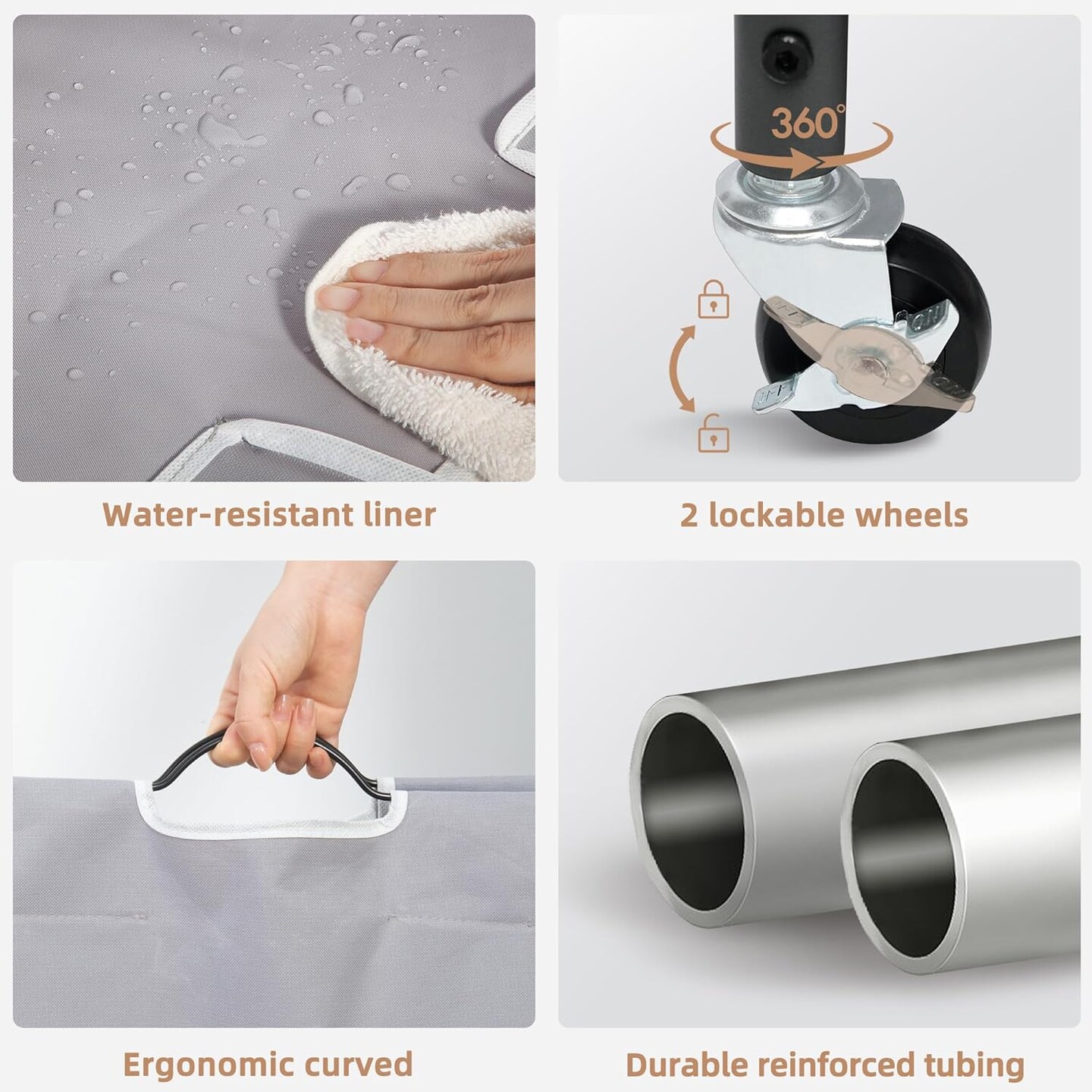 Laundry Sorter 4 Section, 47.8 Gal (181 L) Laundry Hamper with Wheels