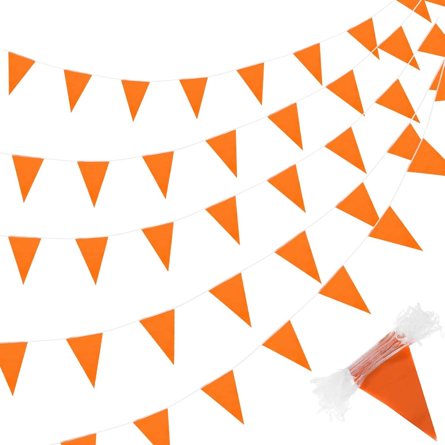 200 Feet Solid Pennant Banners Flags String Triangle Hanging (Orange)
