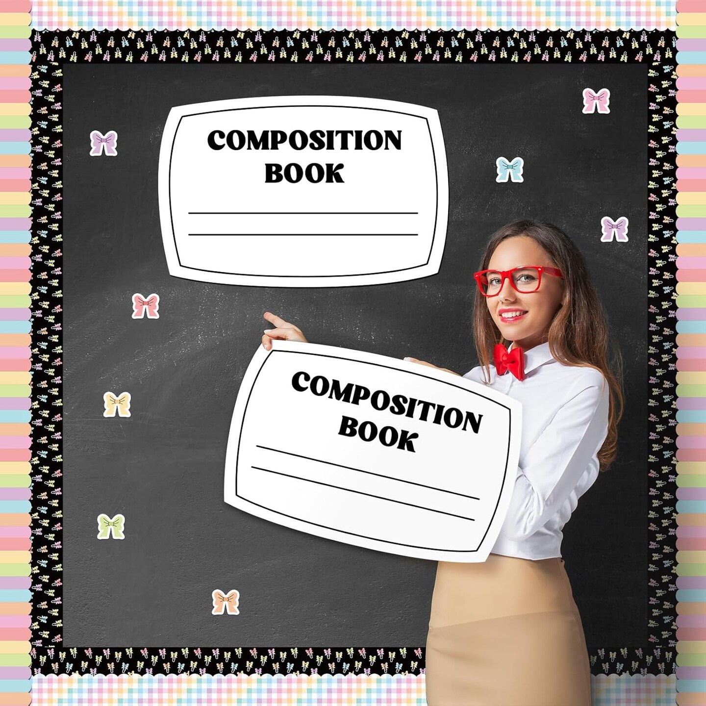 3 Pcs Composition Book Bulletin Board Paper (Black, White) 23.6 x 15.8