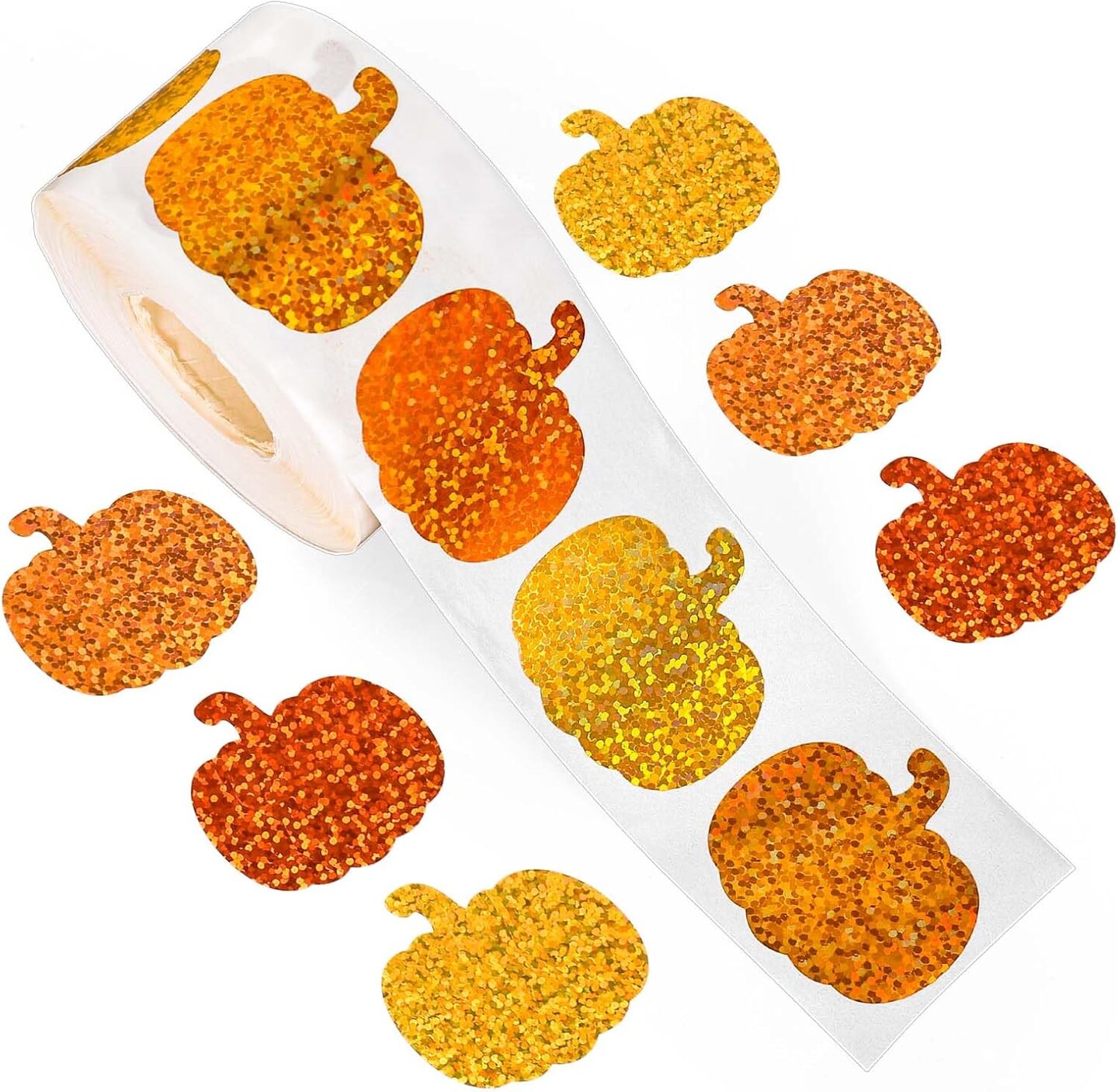 Pumpkin Stickers Roll Glitter Pumpkin (Multiple) 2.4 x 2.4 x 1.6 inches