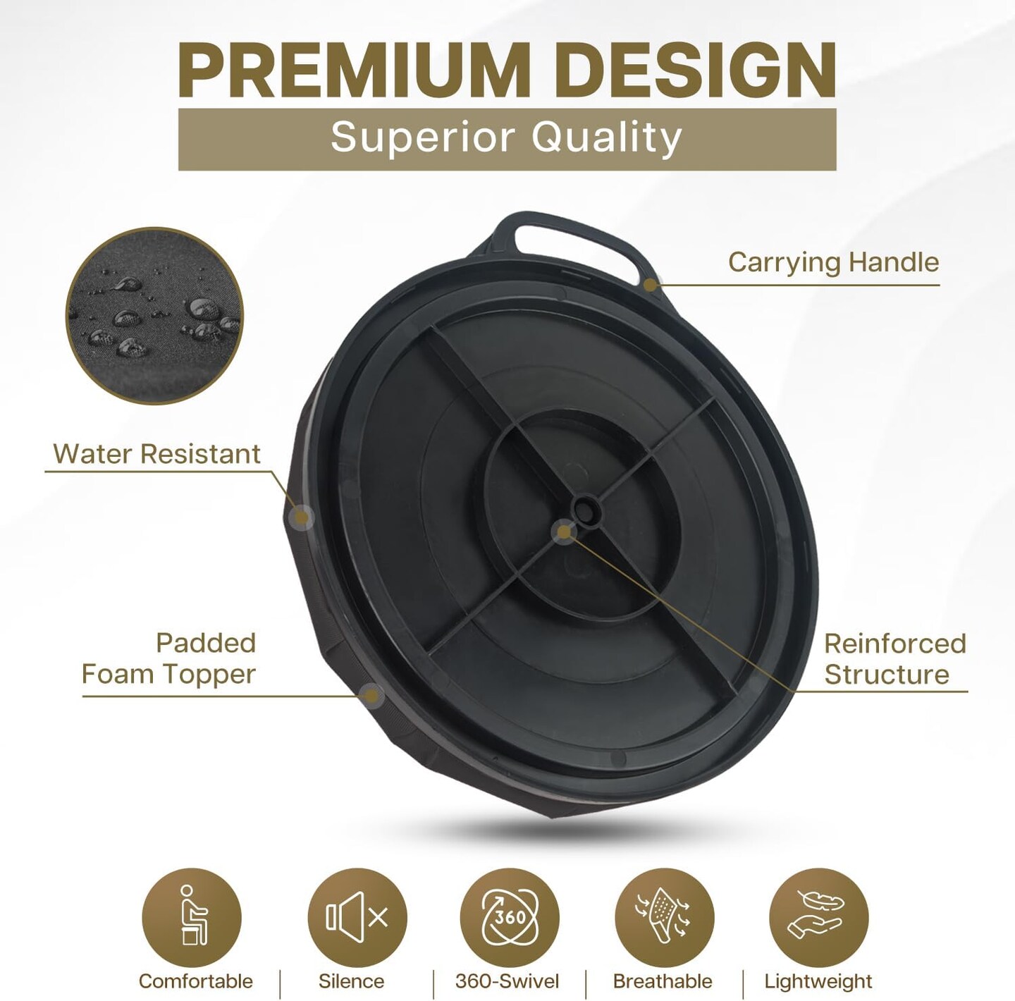 5 Gallon Bucket Seat - 360-Degree Swivel Lid (Tan)