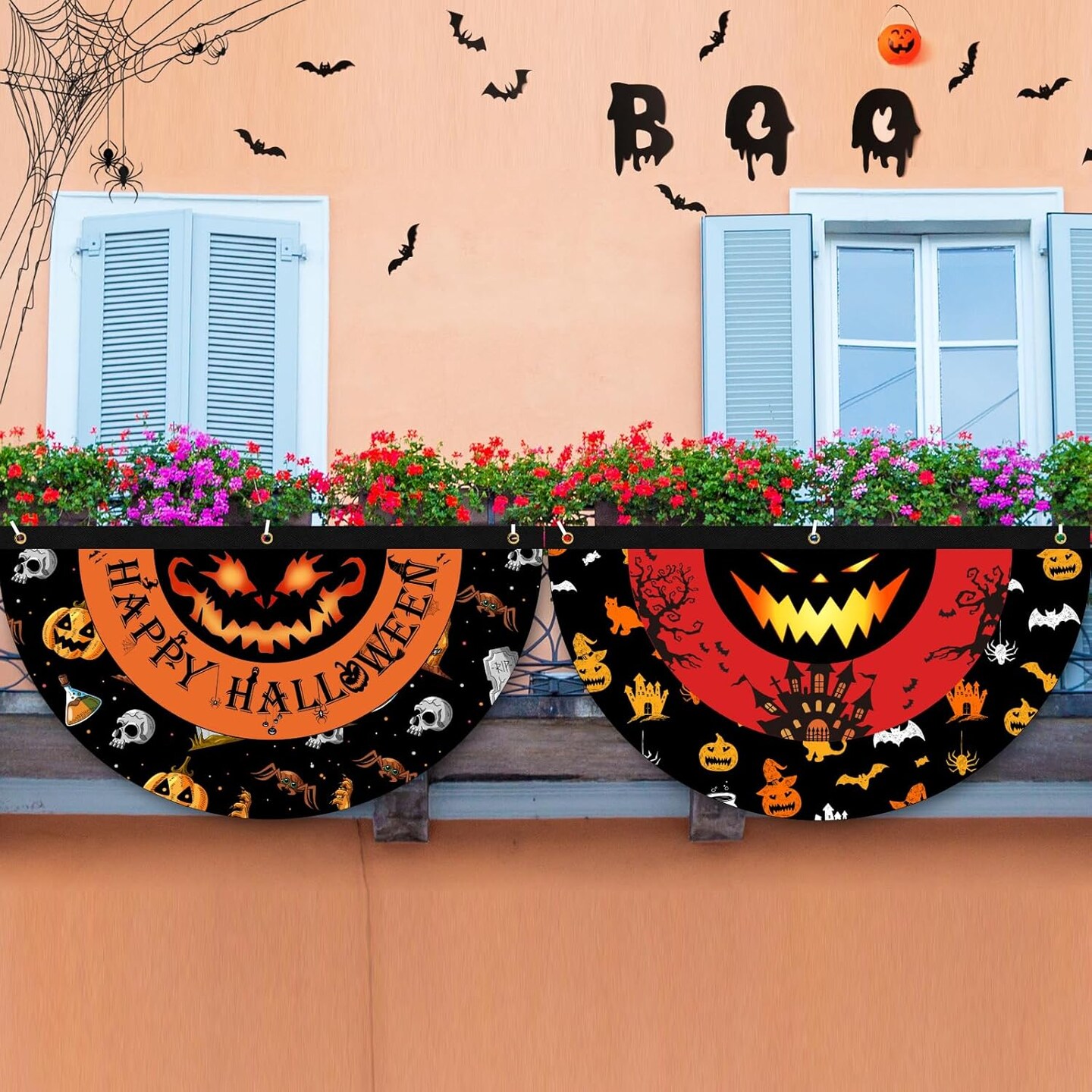2 Pcs Halloween Bunting Flags - 1.5x3 Ft