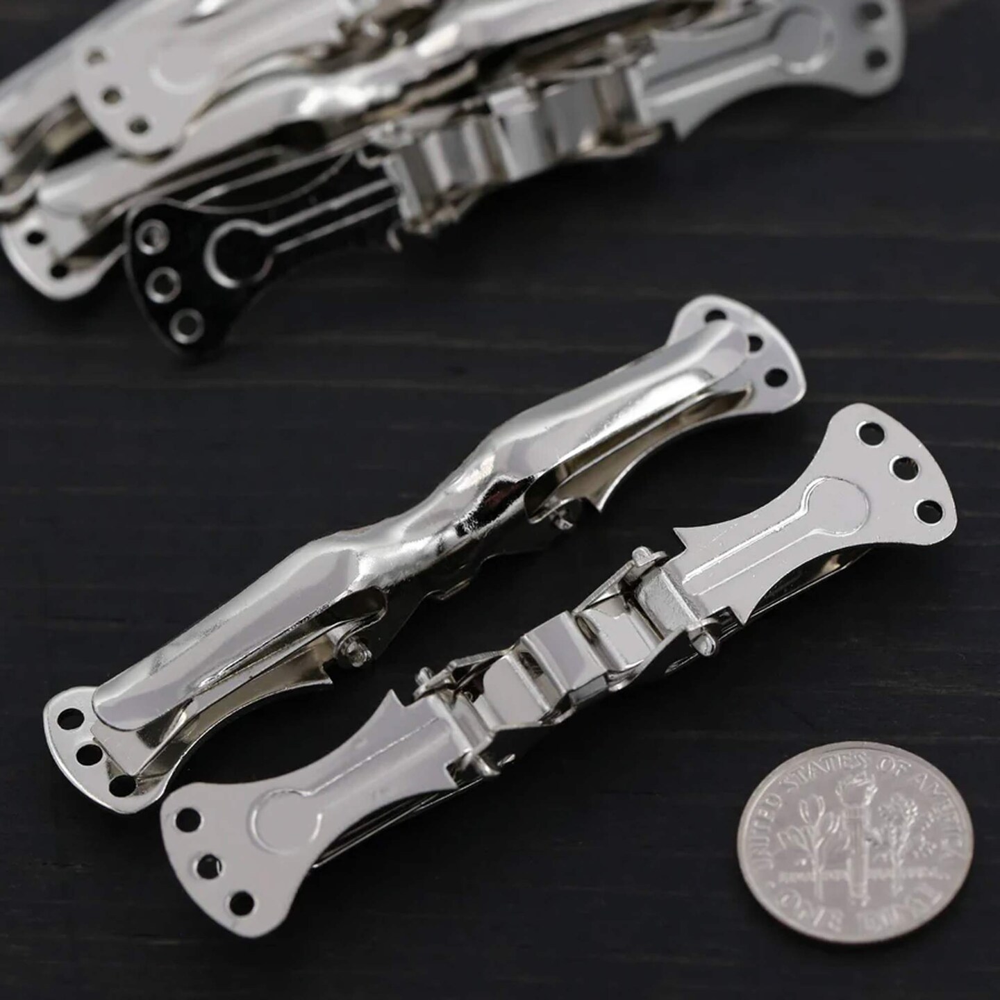 2 Pieces 2.75&#x22; Silver Bow Tie Clips for Pre Tied Bowties and DIY Accessories