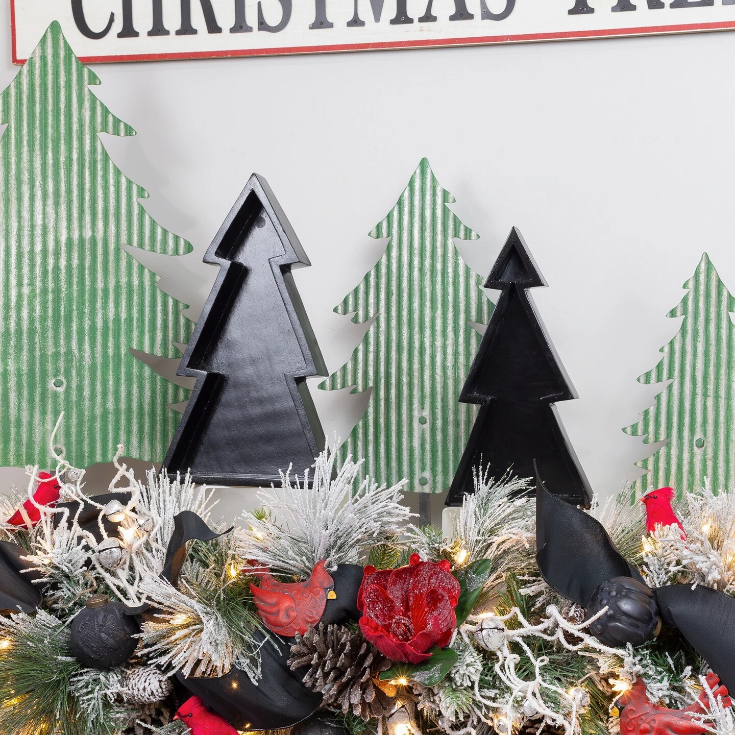 Wooden Christmas Tree Trays 2ct Nested Rustic Farmhouse Decor