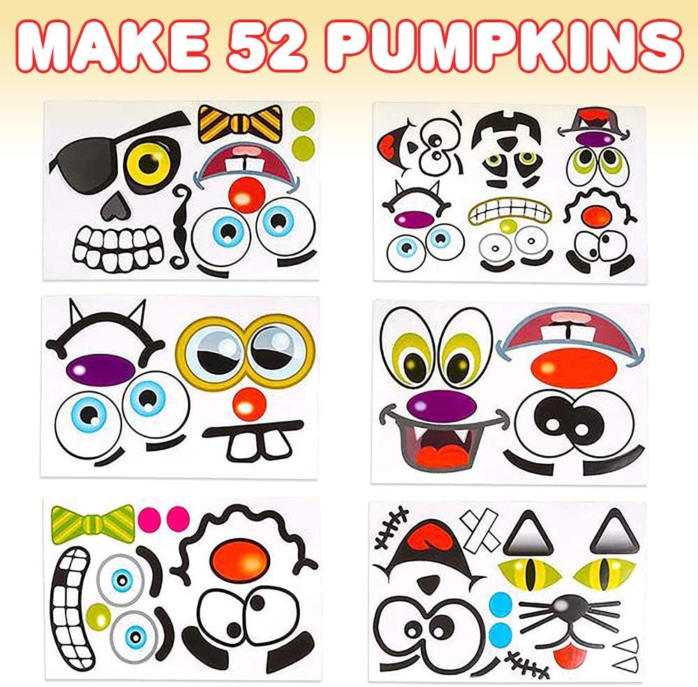 Halloween Pumpkin Decorating Stickers - 24 Large Sheets