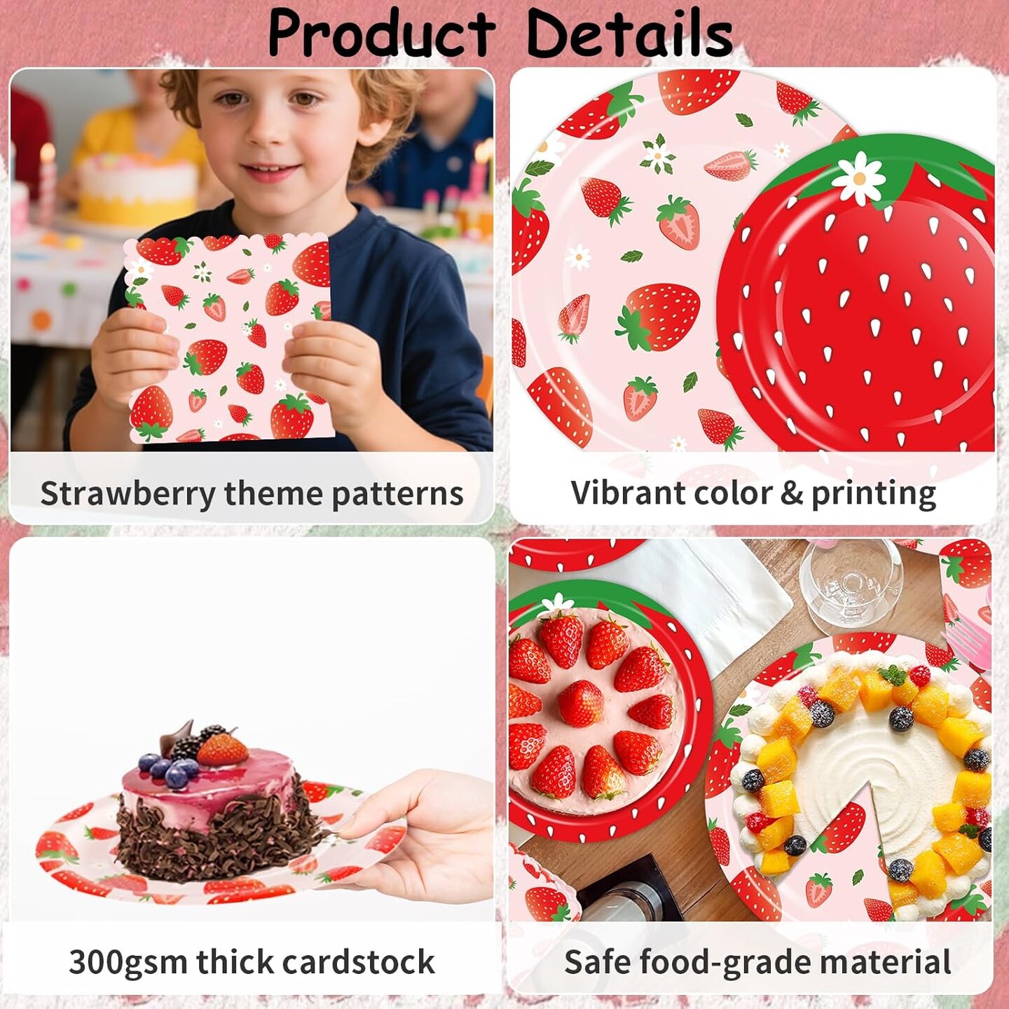 177Pcs Strawberry Birthday Party Plates Napkins Banners Supplies Summer Fruit Disposable Tableware Set for Girls Berry First Sweet One 1st Baby Shower Strawberry Theme Decorations, Serves 25
