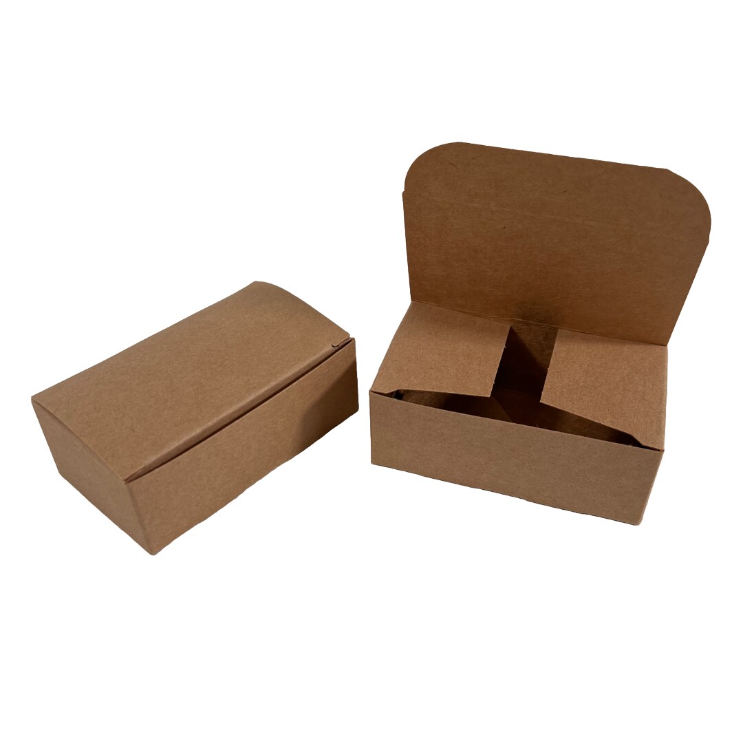 Made in USA - 50 Boxes - 2 Truffle Wedding Favor Kraft (chocolate box) - Fillable (empty) - 3-9/16&#x22; x 2-1/16&#x22; x 1-5/16&#x22; - Food Safe