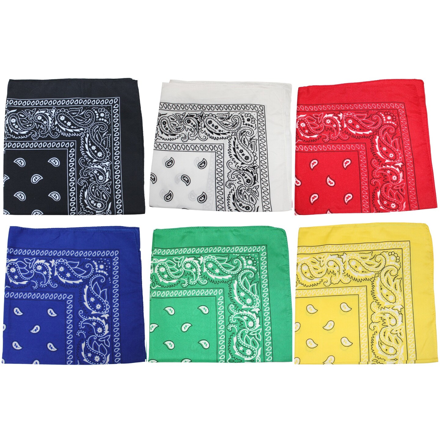 6 Pack Cotton Paisley Bandanas Multi-Purpose Accessories Everyday Use