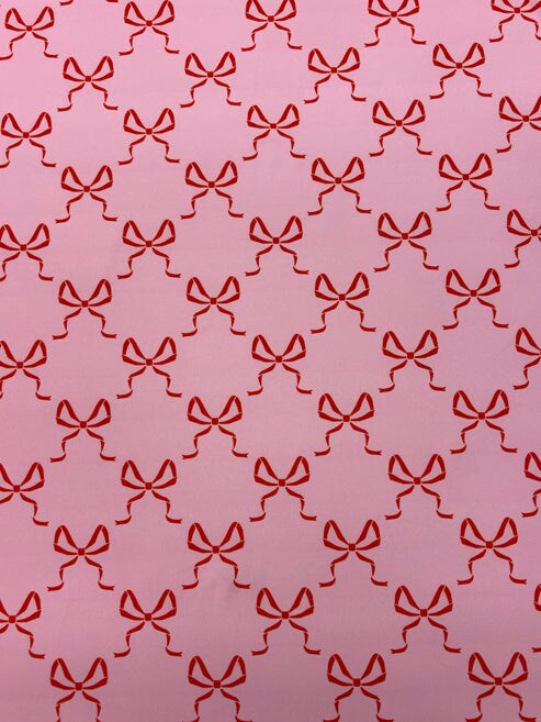 1 Yard Bow Print Spandex Fabric 4-Way Stretch for Swimwear and Costumes 58"/60" Width