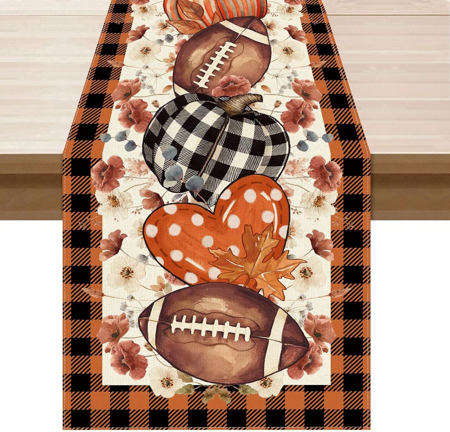 Fall Football Pumpkin - Table Runner