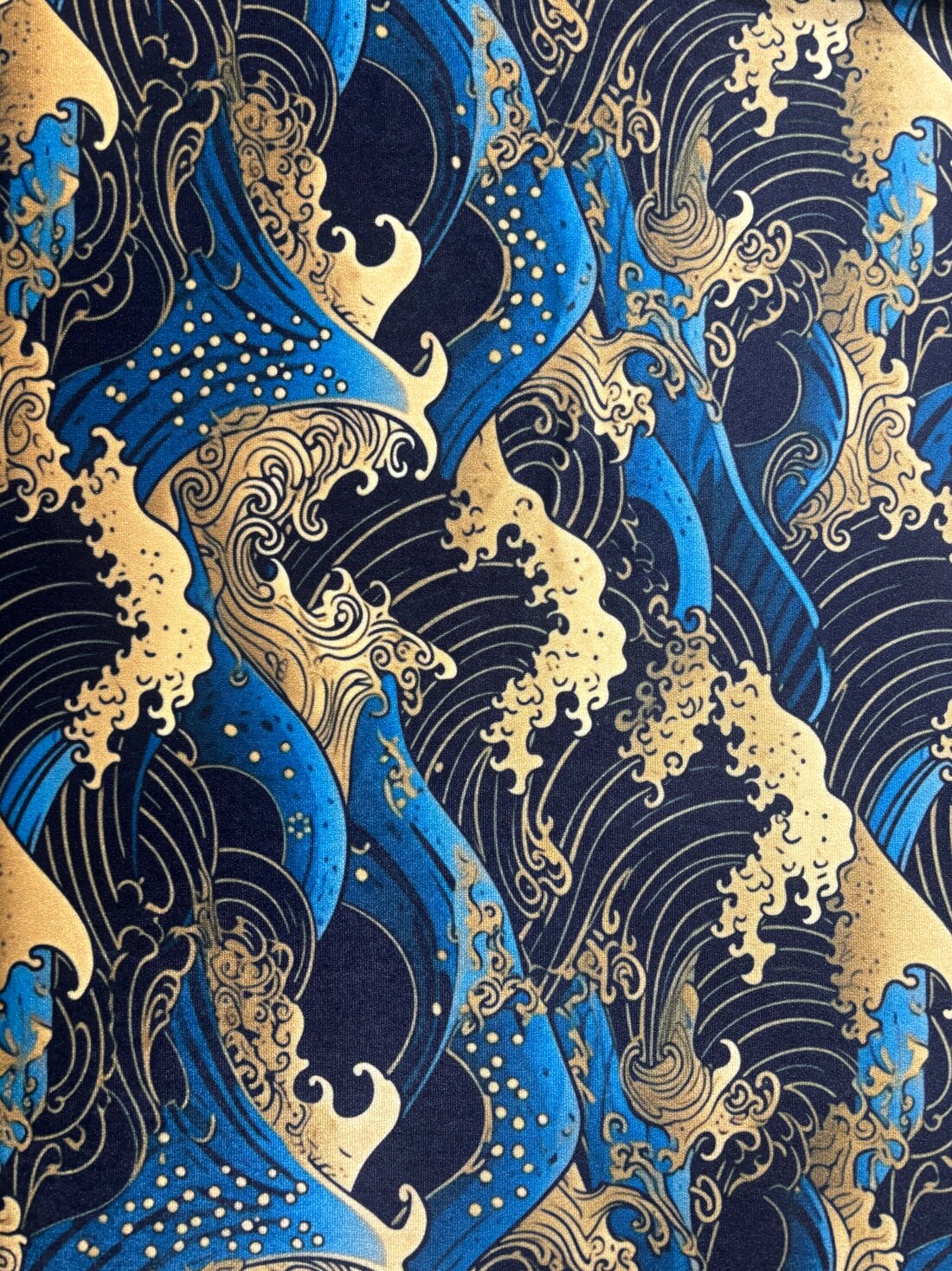 1 Yard Golden Waves Printed Velvet Four Way Stretch Fabric for Costumes and Dancewear
