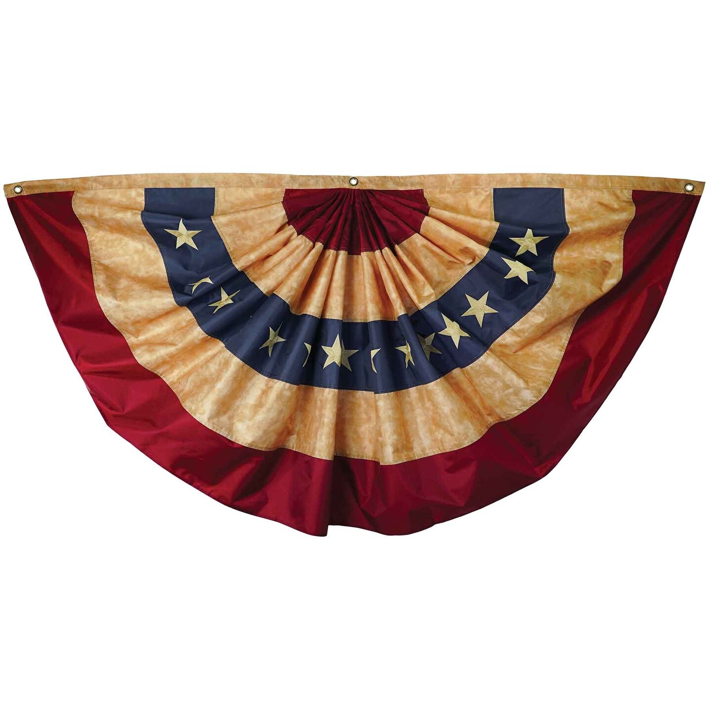 In the Breeze Stars and Stripes Pleated Fan Bunting, Antiqued/Tea-Stained, 3' x 6'