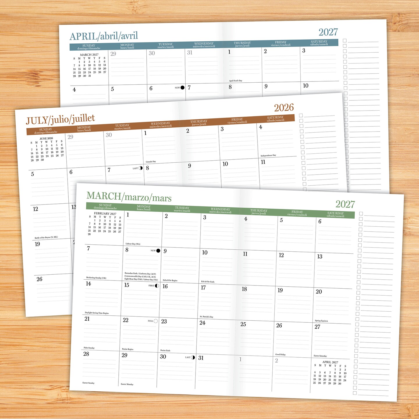 Verdant Folk Academic Year July 2026 - June 2027 7.5" x 9.5" Booklet Monthly Planner