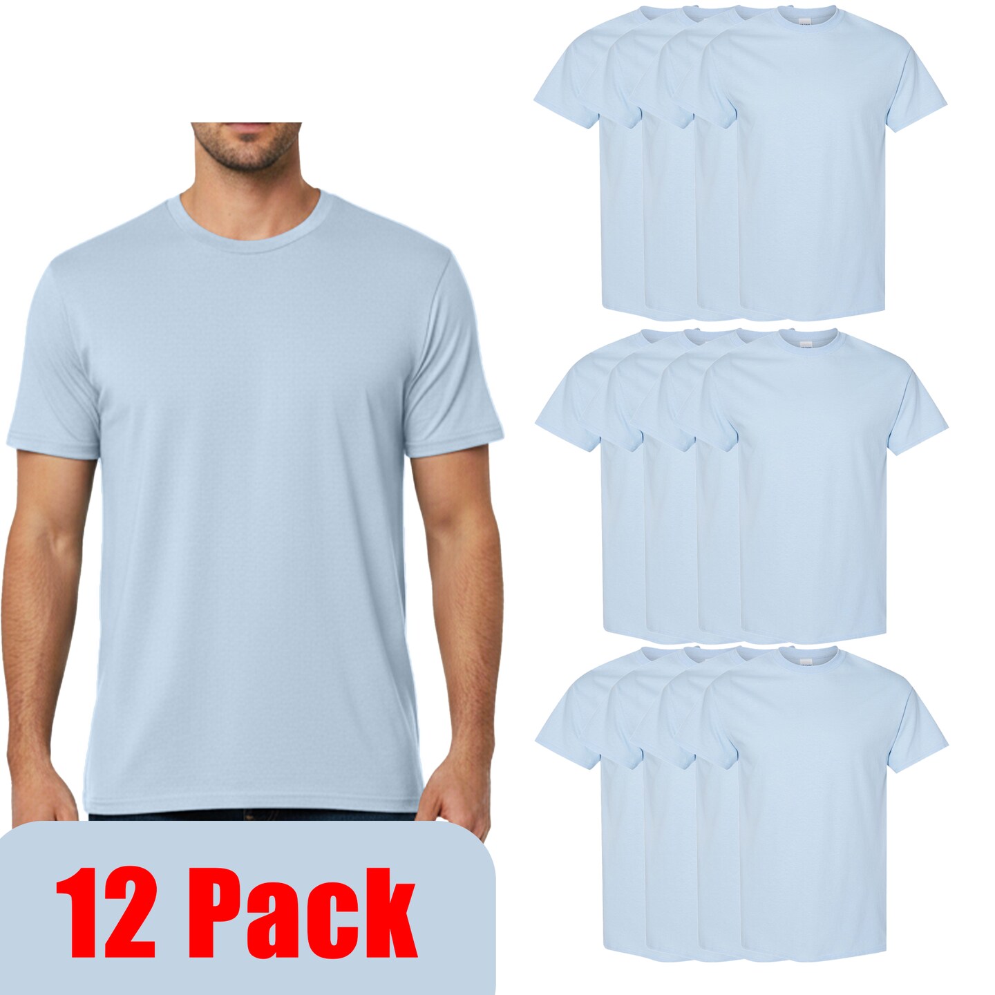 Gildan Unisex Heavy Cotton Tee 5000, 100% U.S. Cotton Shirt for DIY Projects, Pack of 12