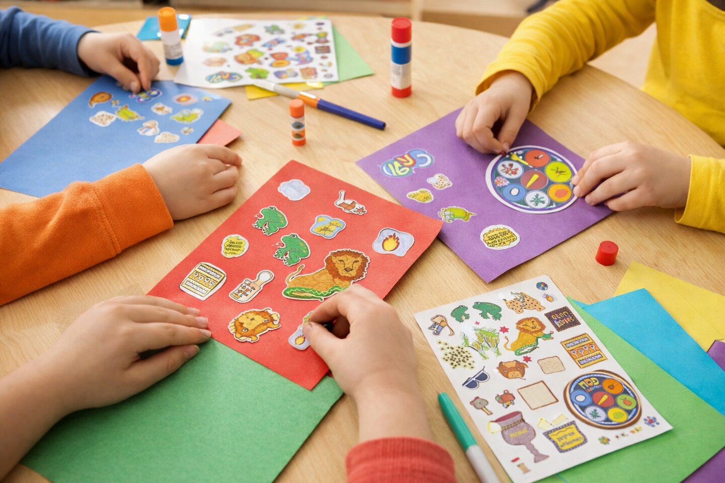 Passover Stickers 2 Sheets – Pesach Seder Themed Craft Stickers with Plagues, Seder Plate & Afikomen for Kids Crafts & Scrapbooking