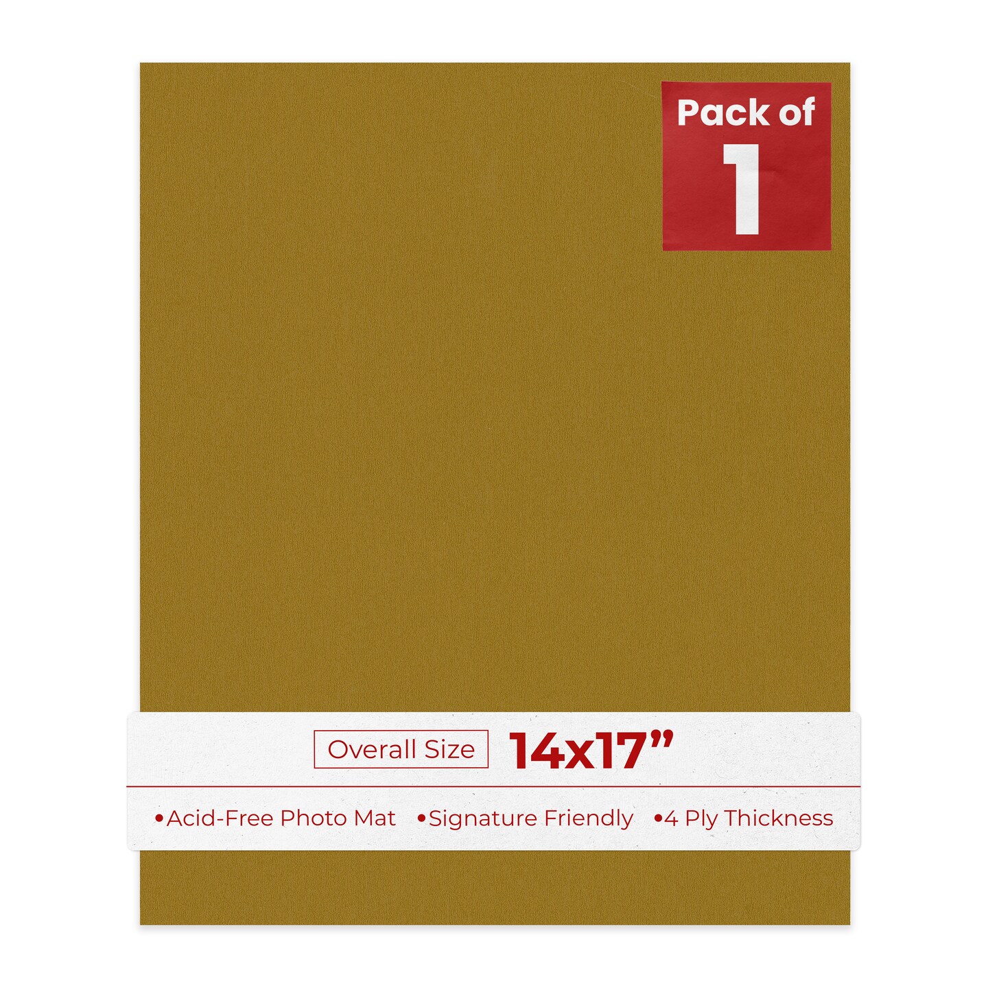 Metallic Gold 14x17 Uncut Mat Board - Blank Sheets, No Opening