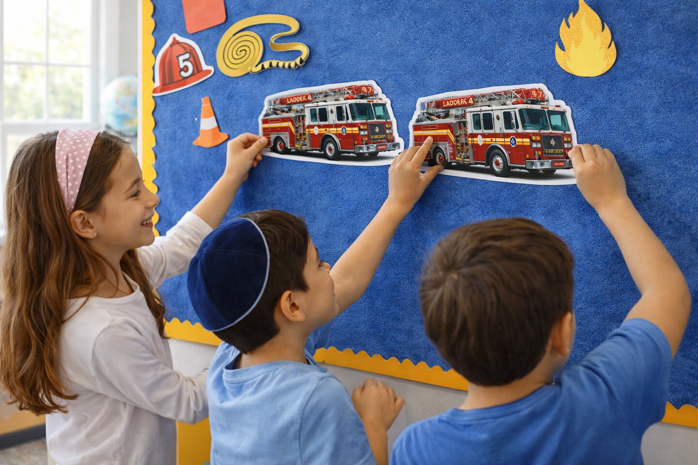 Fire Truck Cutouts – Classroom Firefighter Theme Decorations & Kids Craft Supplies – Red Fire Engine Die-Cut Shapes, 20 Pack (2" or 4"x2")