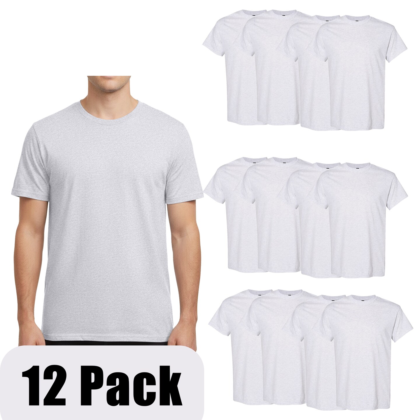 Gildan Unisex Heavy Cotton Tee 5000, 100% U.S. Cotton Shirt for DIY Projects, Pack of 12