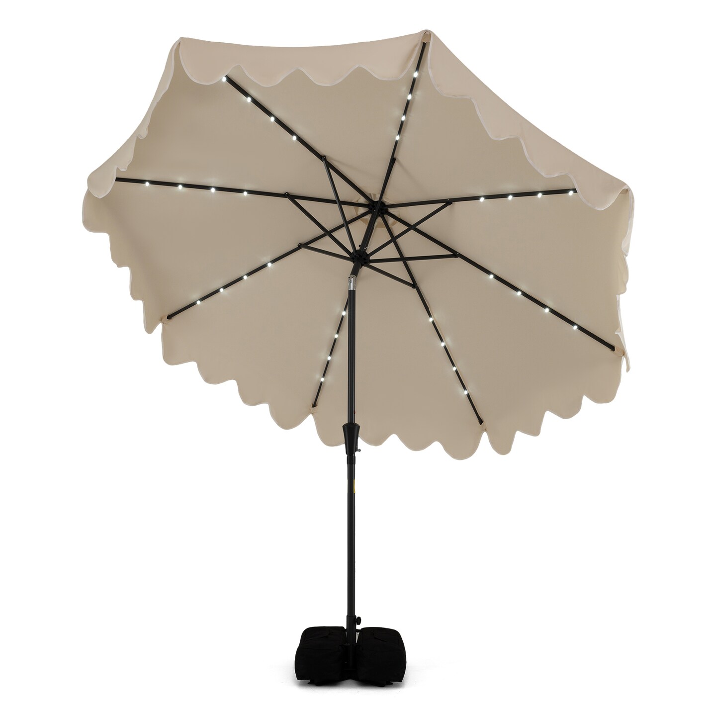 11 ft solar patio umbrella in beige 11' Octagon Canopy BaPiPro 11ft Curved Cantilever Roma Umbrella with Weighted Base 10ft Patio Solar Umbrella LED