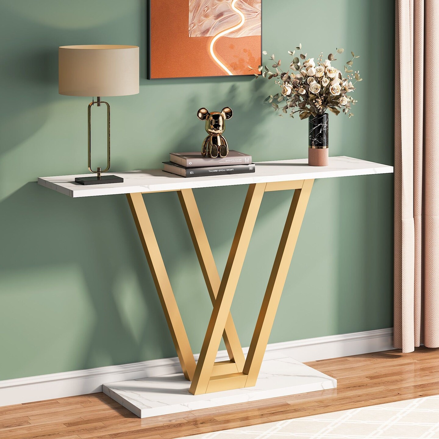 Industrial 43" Entryway Console Table Narrow Hallway Accent Table