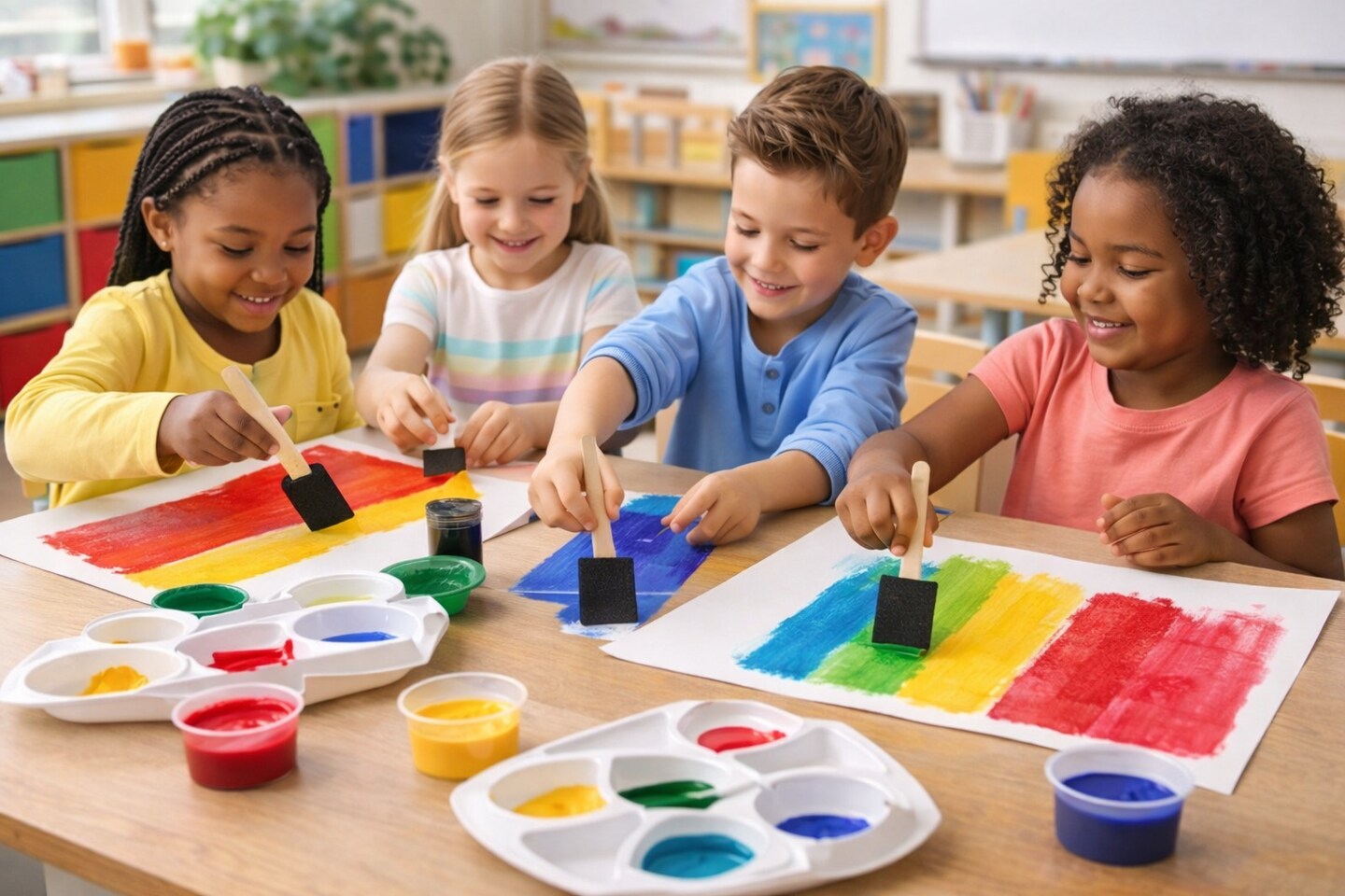 Foam Paint Brush 2" & 3" – High Density Foam Sponge Brush with Wooden Handle for Acrylic, Stain, Crafts & Classroom Projects