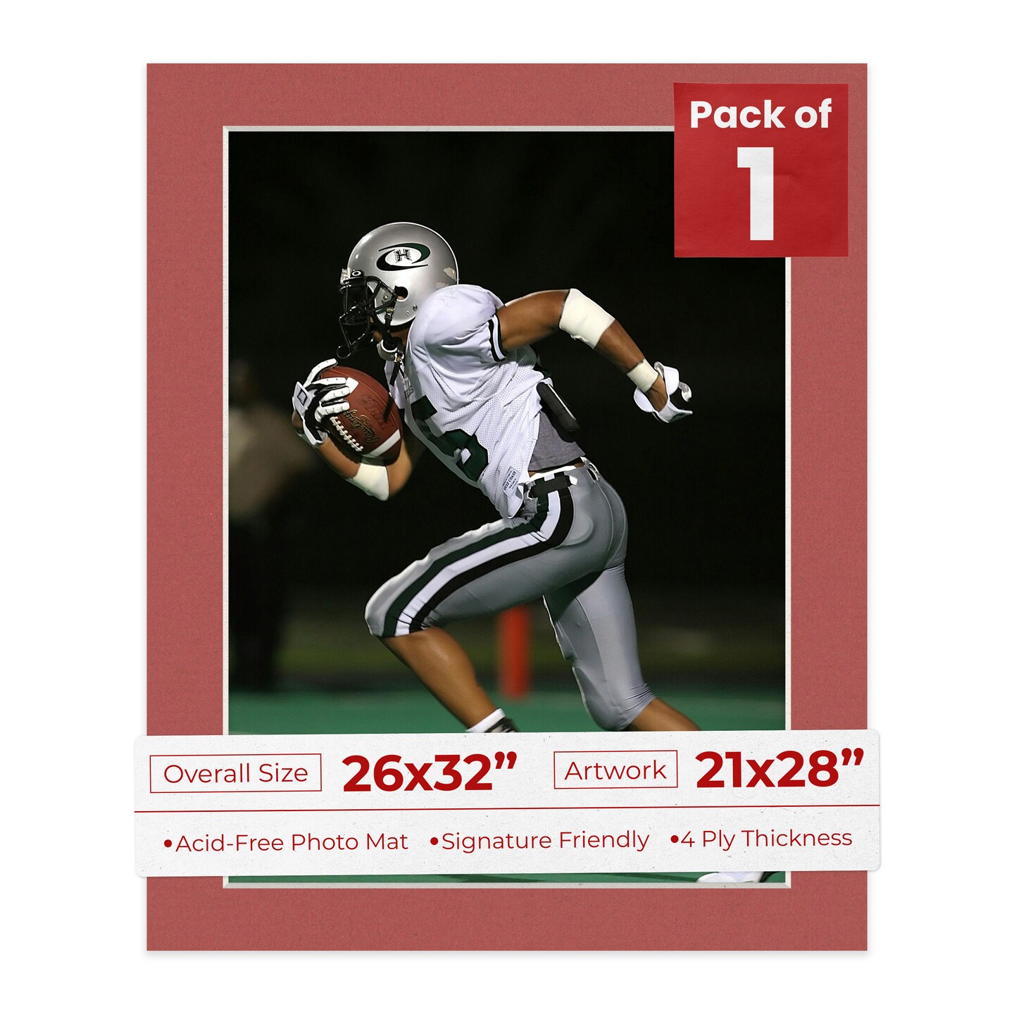 21x28 Brick Red Mat Board for 26x32 Frames - Fits 21x28 Photos, Color: Red ...