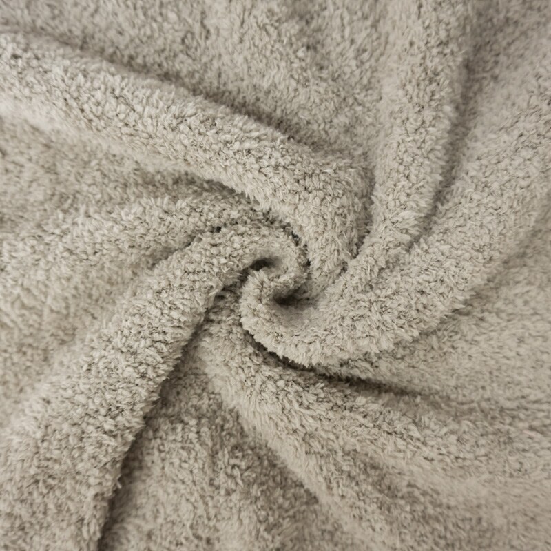 Gray Poly Spandex Stretch Solid Curly Fleece Knit Fabric By the Yard