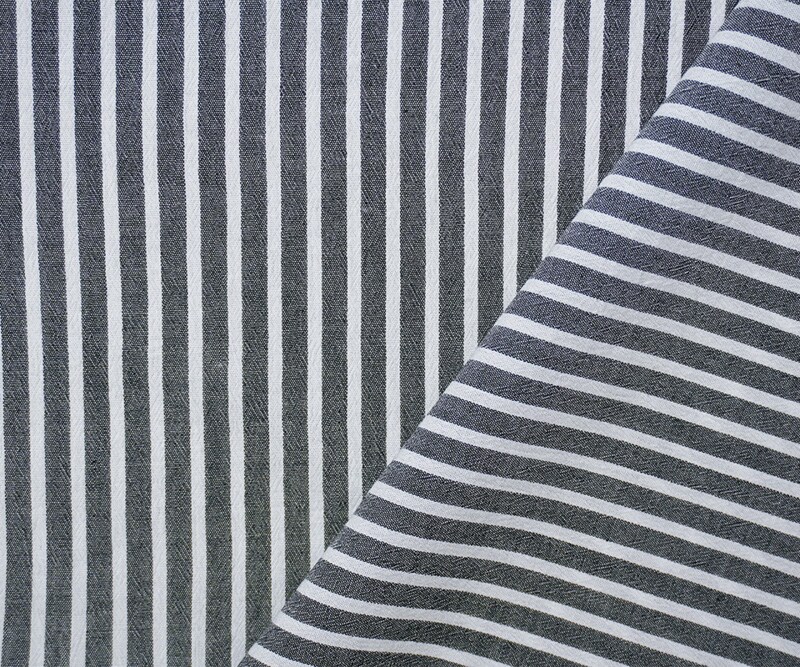 Black-White Rayon Stripe Yarn Dyed Textured Woven Fabric By the Yard