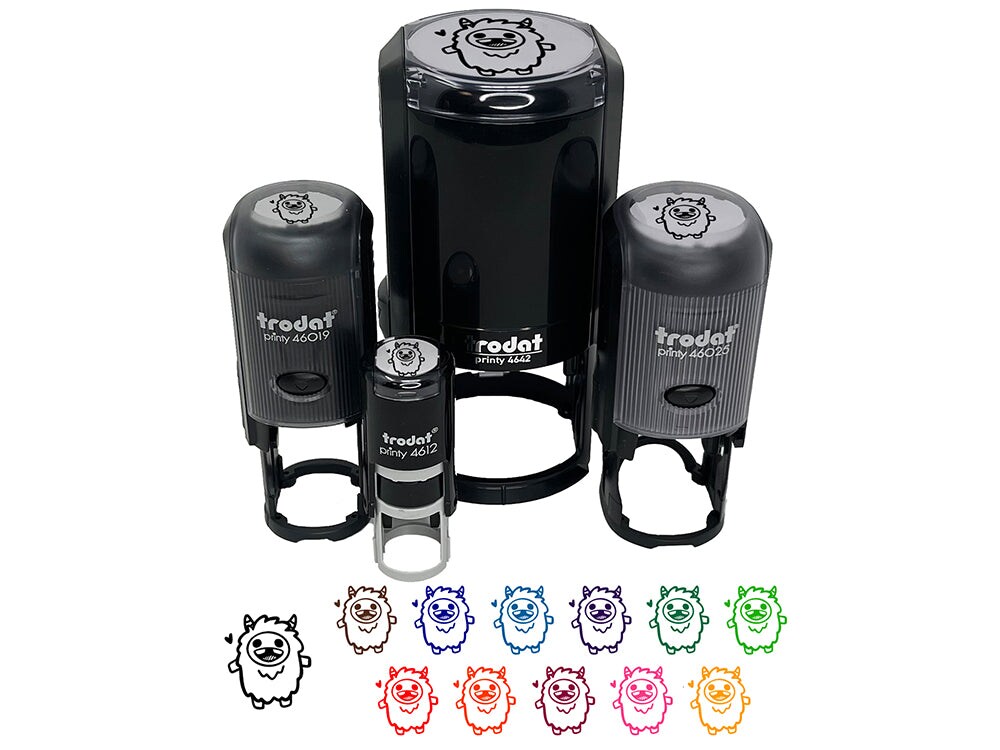 Excited Happy Kawaii Chibi Yeti Self-Inking Rubber Stamp for Stamping Crafting Planners