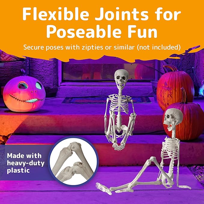 Halloween Skeleton for Halloween D&#xE9;cor &#x26; Day of The Dead D&#xE9;cor - 2.5 ft Full Size Halloween Plastic Skeleton with Movable Joints for Best Halloween Skeletons Decoration - Indoor &#x26; Outdoor