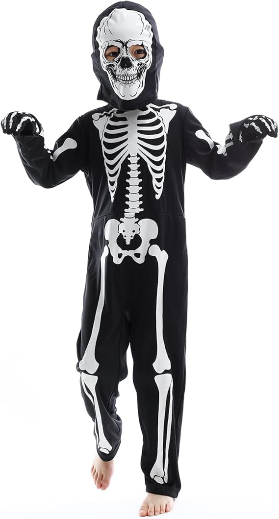 Kids Skeleton Costume Glow in the Dark Skeletons Halloween Skeleton Costumes for Boys and Girls