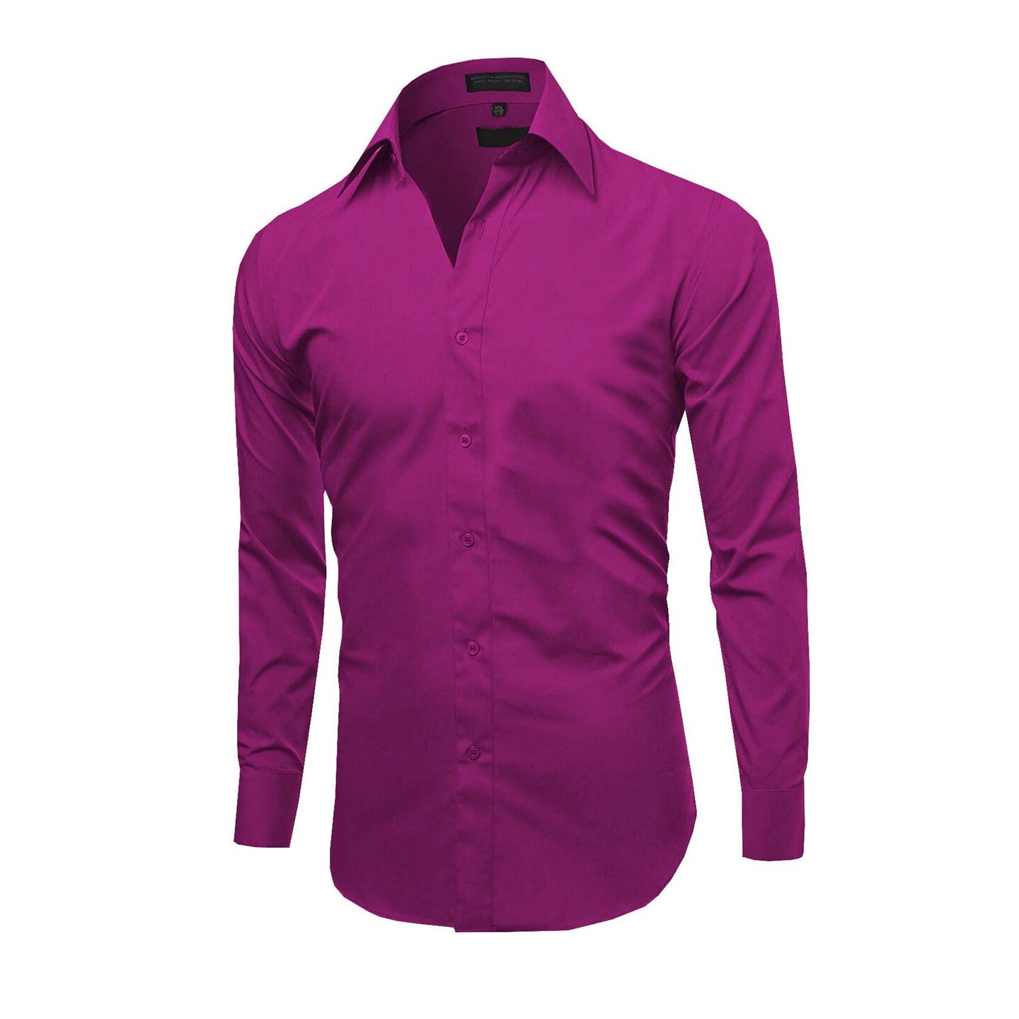 Magenta Collared Long Sleeve Dress Shirt