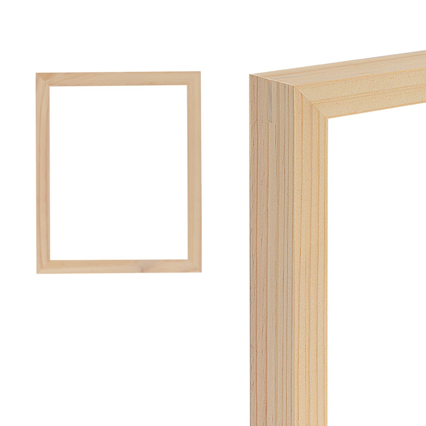 Creative Mark Ambiance Unfinished Deep Gallery Frame, 4x6&#x22; Open Back Natural Wood Frames for Canvas and Mounted Artwork, 3/4&#x22; Face, 1-1/4&#x22; Deep, No Glass or Backing