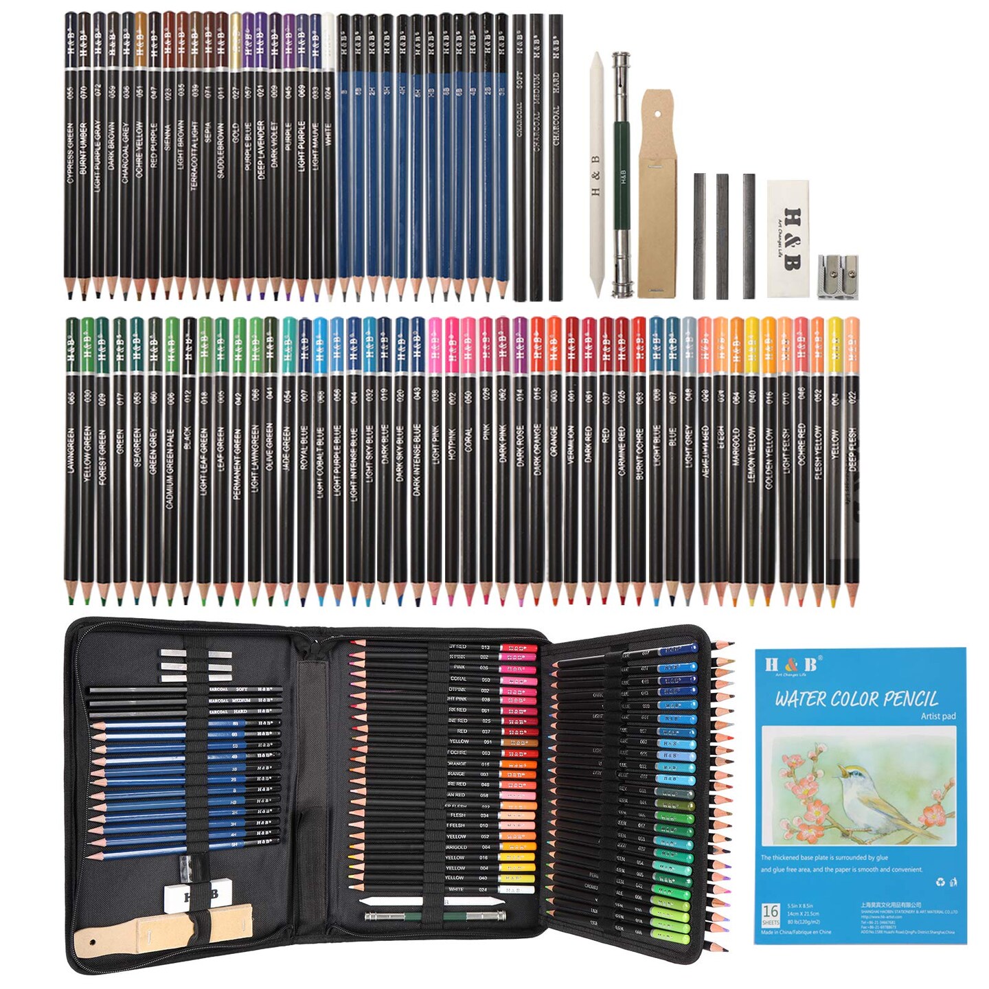 Sketching and Drawing Colored Pencils Set 96-Pieces,Art Supplies Painting Graphite Professional Art Pencils Kit,Gifts for Teens &#x26; Adults Drawing Charcoal Tool Set